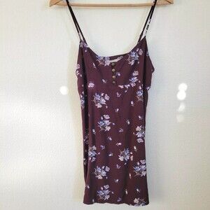 Urban Outfitters Rayanne y2k Printed floral Y2k Slip Dress Medium eggplant